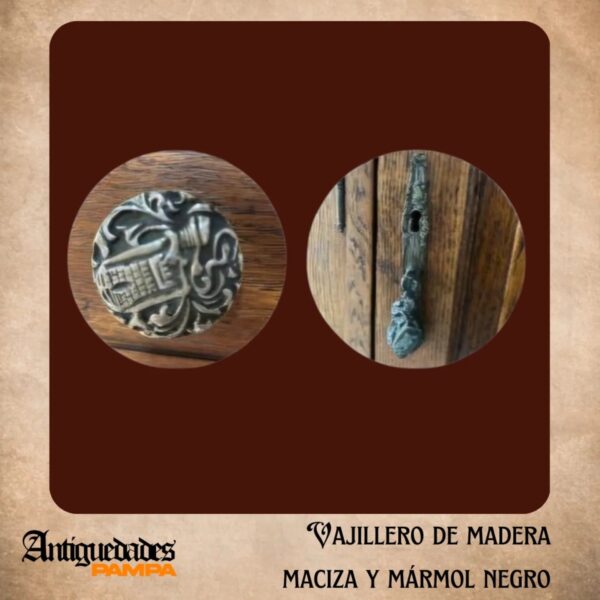 Vajillero de Madera en Roble con Mármol Negro - Image 4
